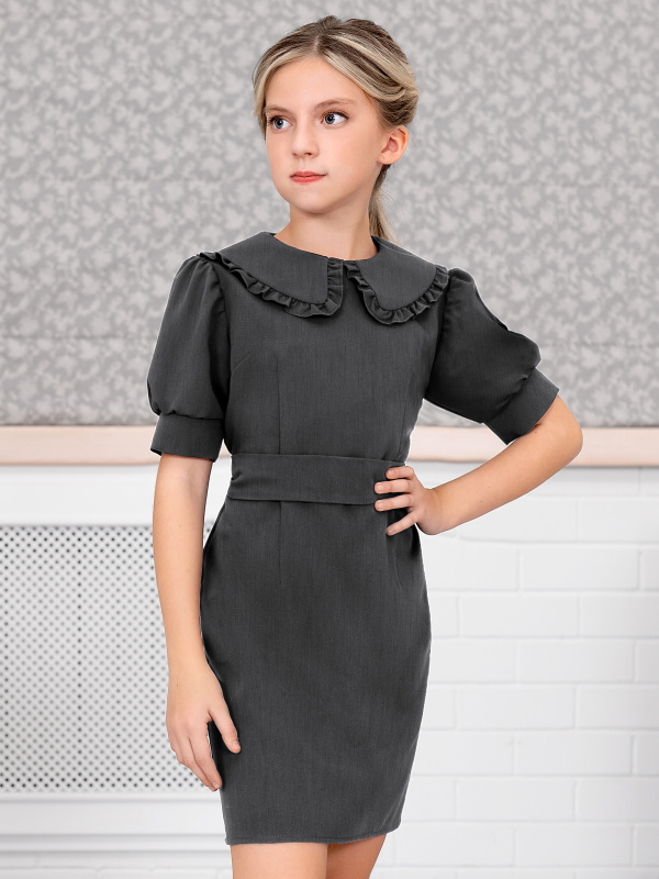 Платье Виола серое школьное праздничное