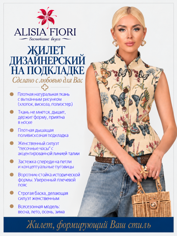 Жилет Бабочка бежевый хлопковый